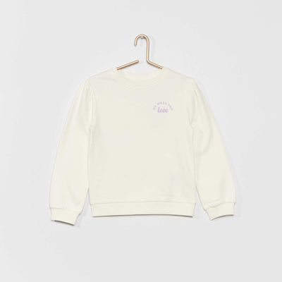 Sweat col rond molletonn Blanc