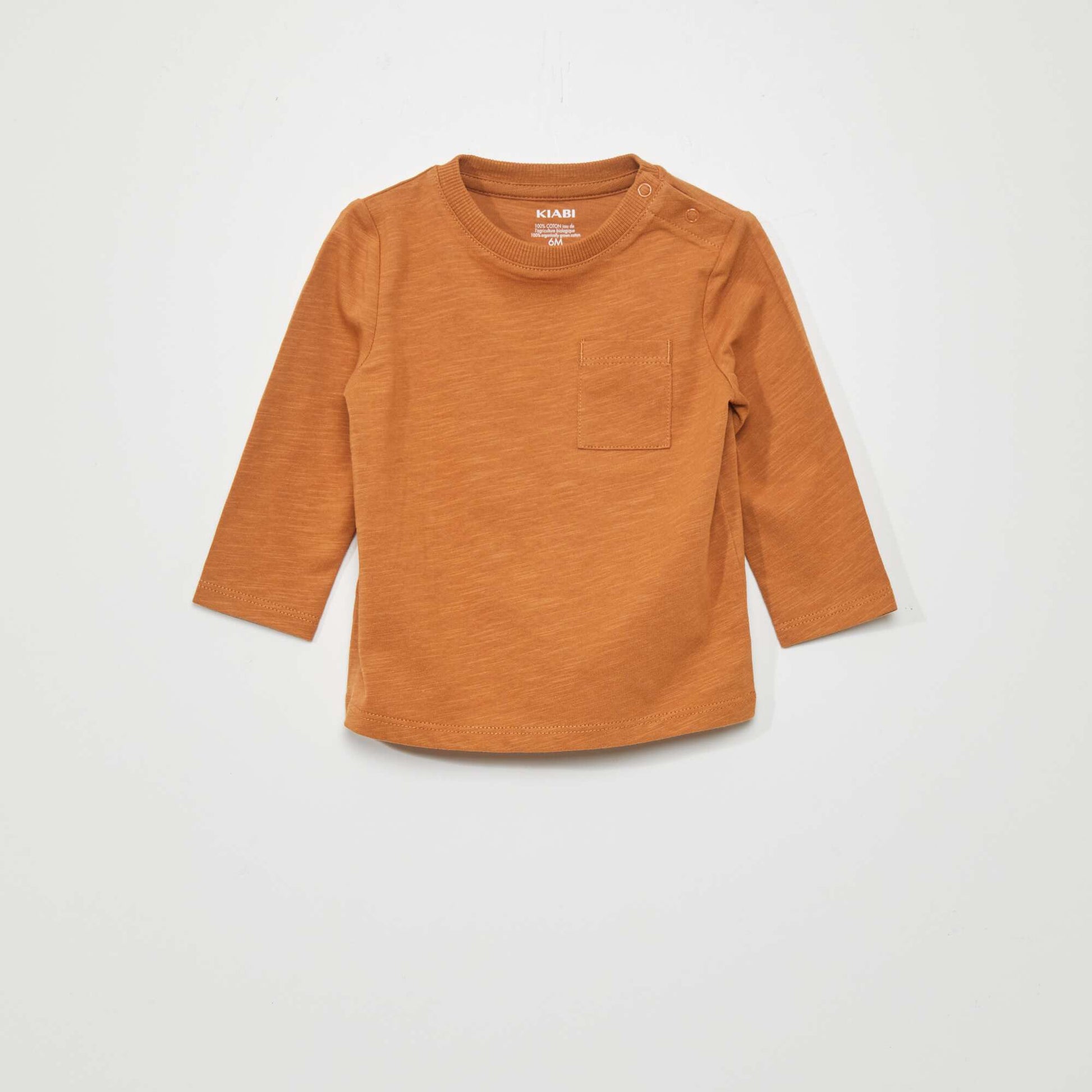 T-shirt à col rond avec poche Marron orangé
