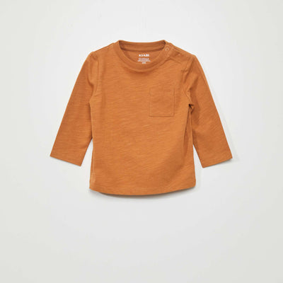 T-shirt à col rond avec poche Marron orangé