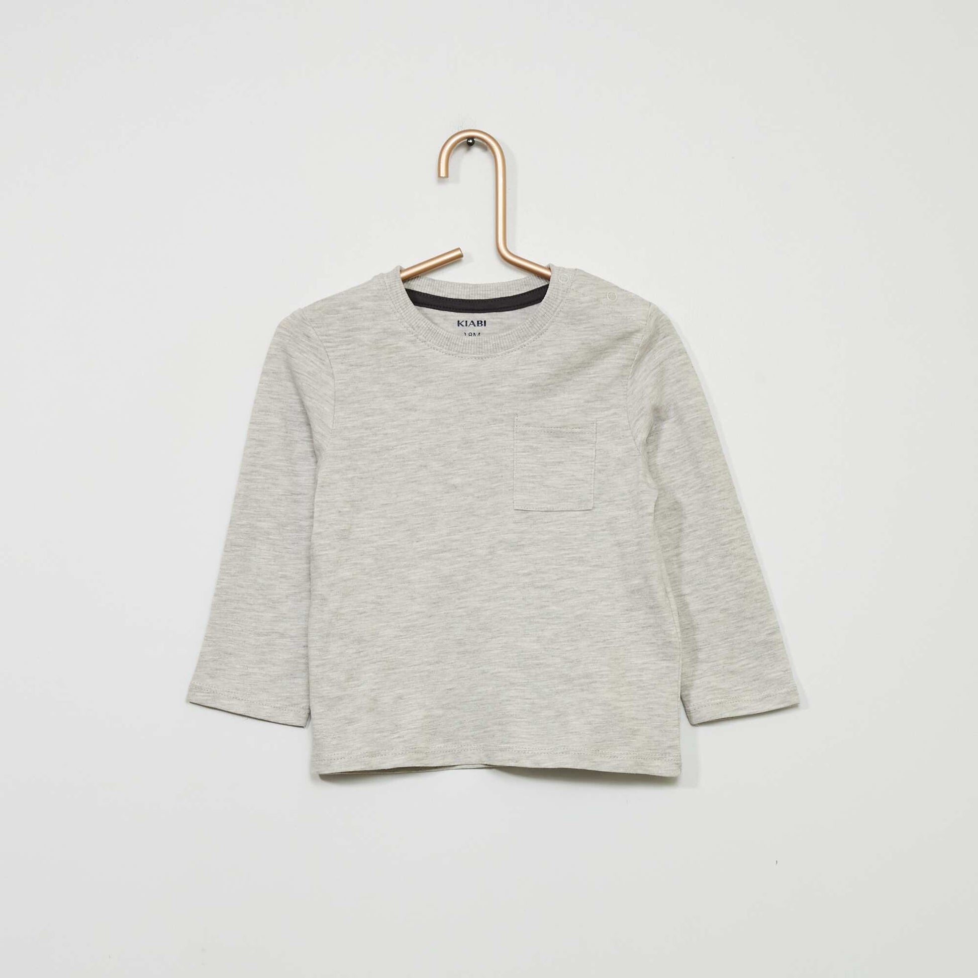 T-shirt col rond avec poche Gris