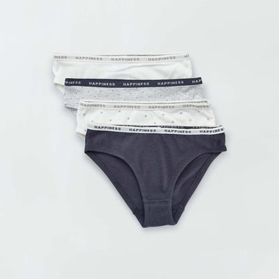 Lot 4 culottes en coton Blanc/gris