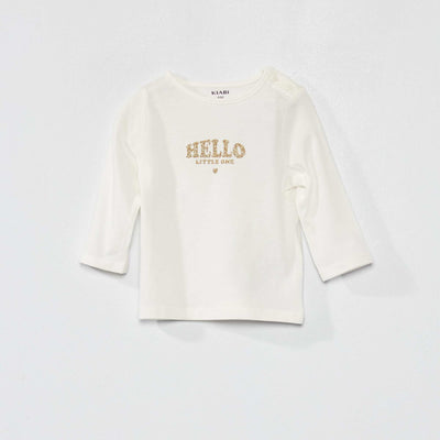 T-Shirt manches longues imprim Blanc