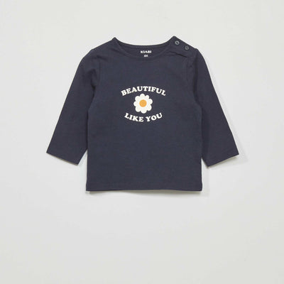 T-shirt manches longues imprim Bleu