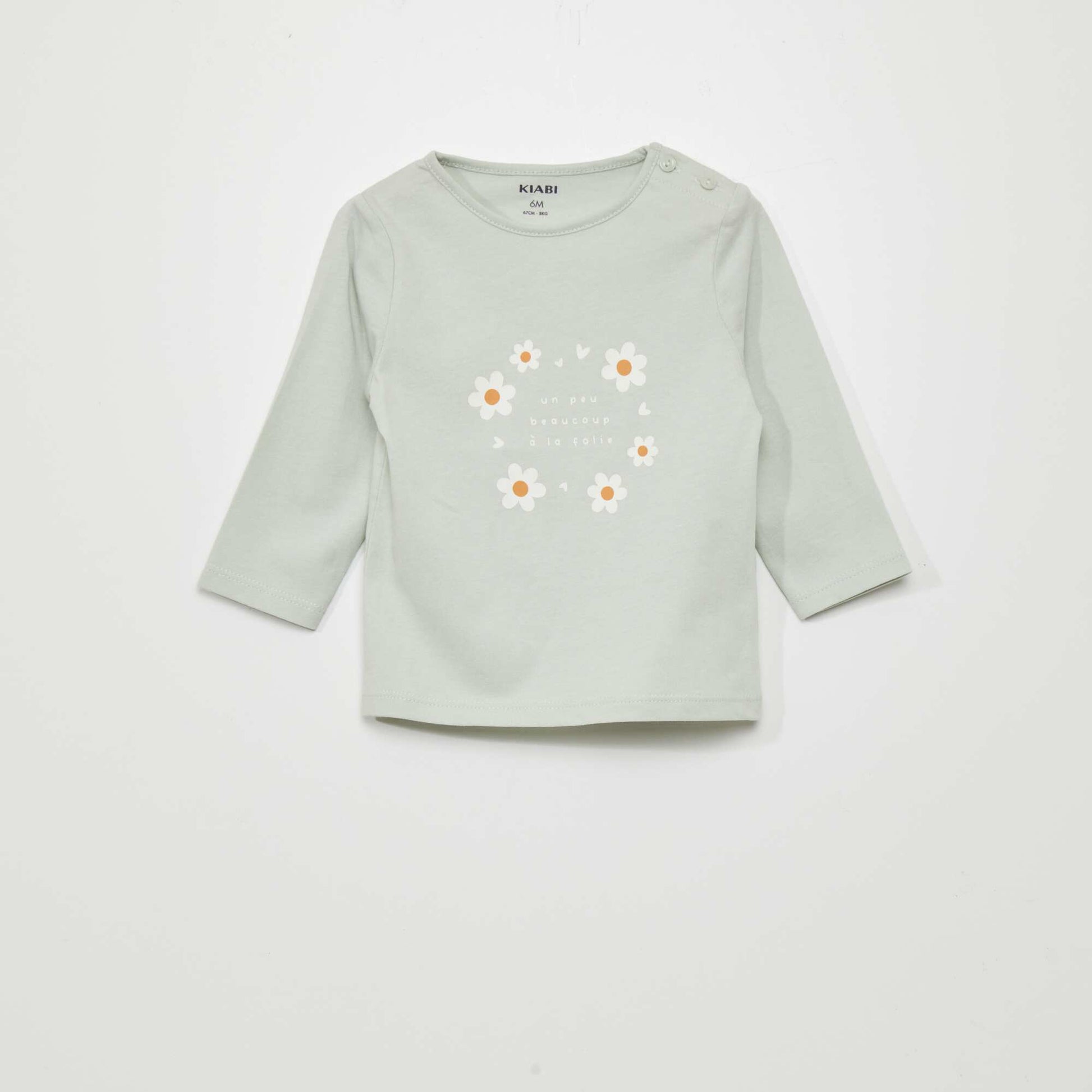 T-shirt manches longues imprimé Vert d'eau