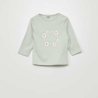 T-shirt manches longues imprimé Vert d'eau