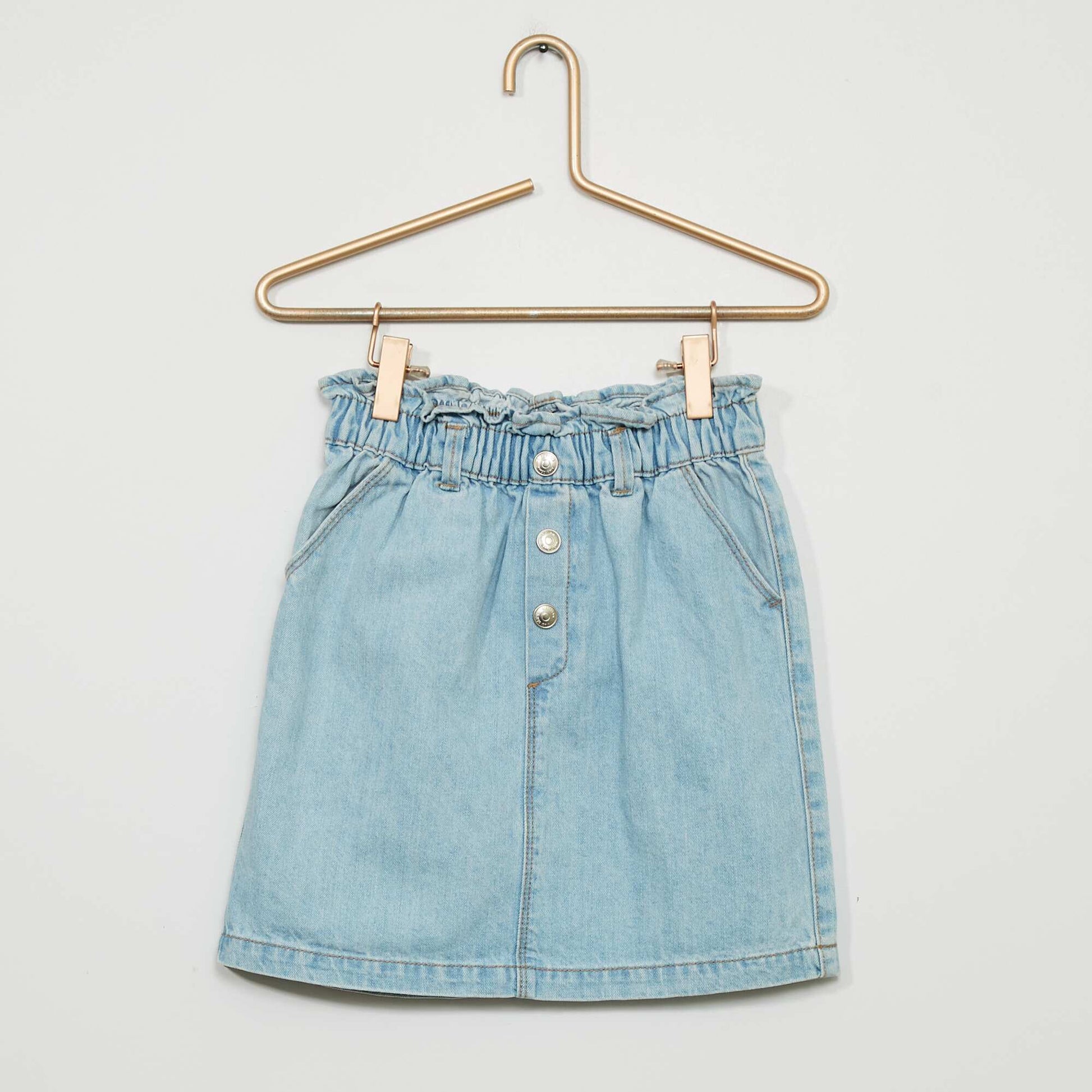 Jupe paper bag en denim Bleu clair