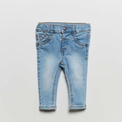 Jean slim stretch taille ajustable Bleu clair