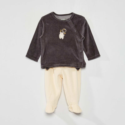 Pyjama en velours - 2 pi ces Noir