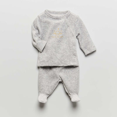 Pyjama long en velours - 2 pi ces Gris