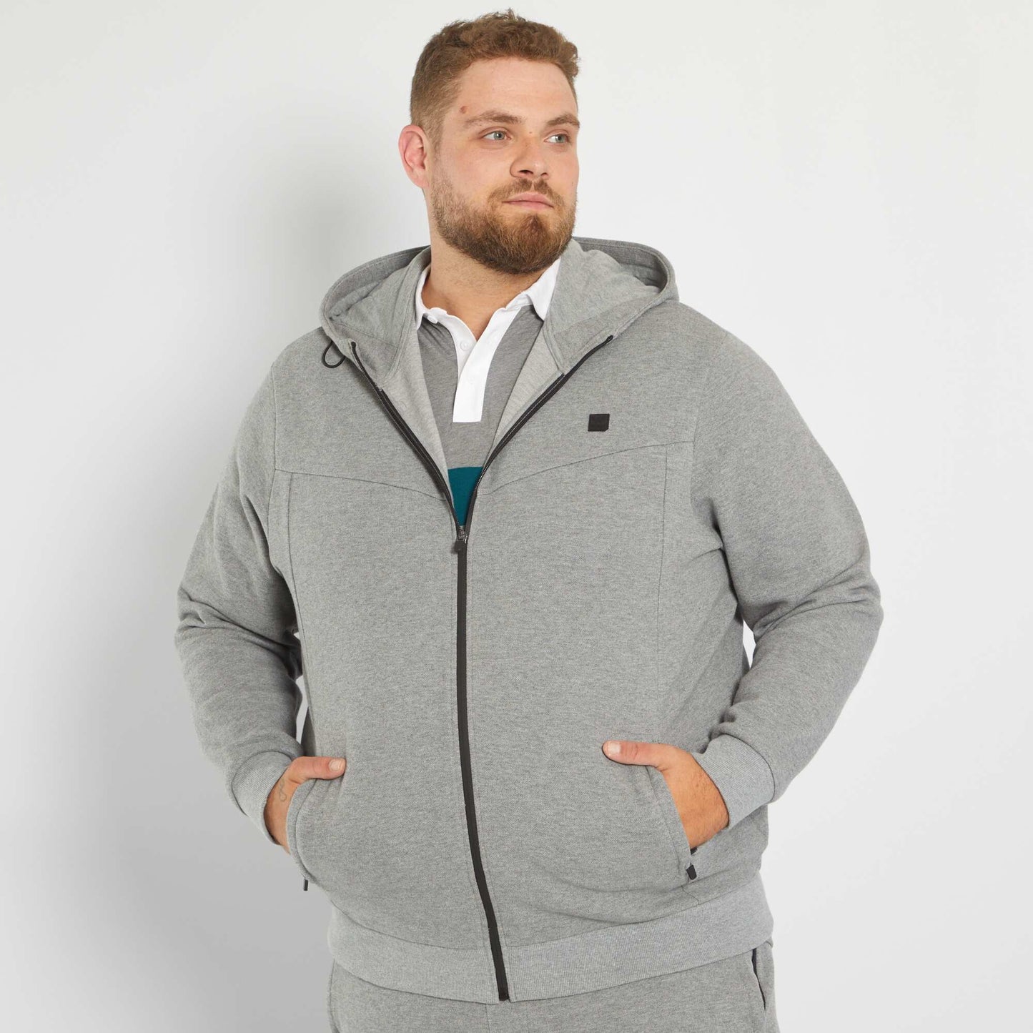 Sweat capuche en piqu de coton GRIS