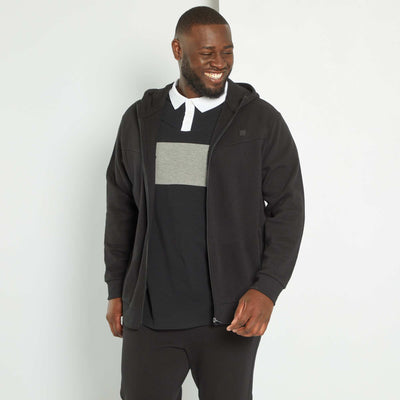 Sweat capuche en piqu de coton noir