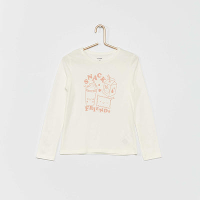T-shirt en coton avec imprim Blanc