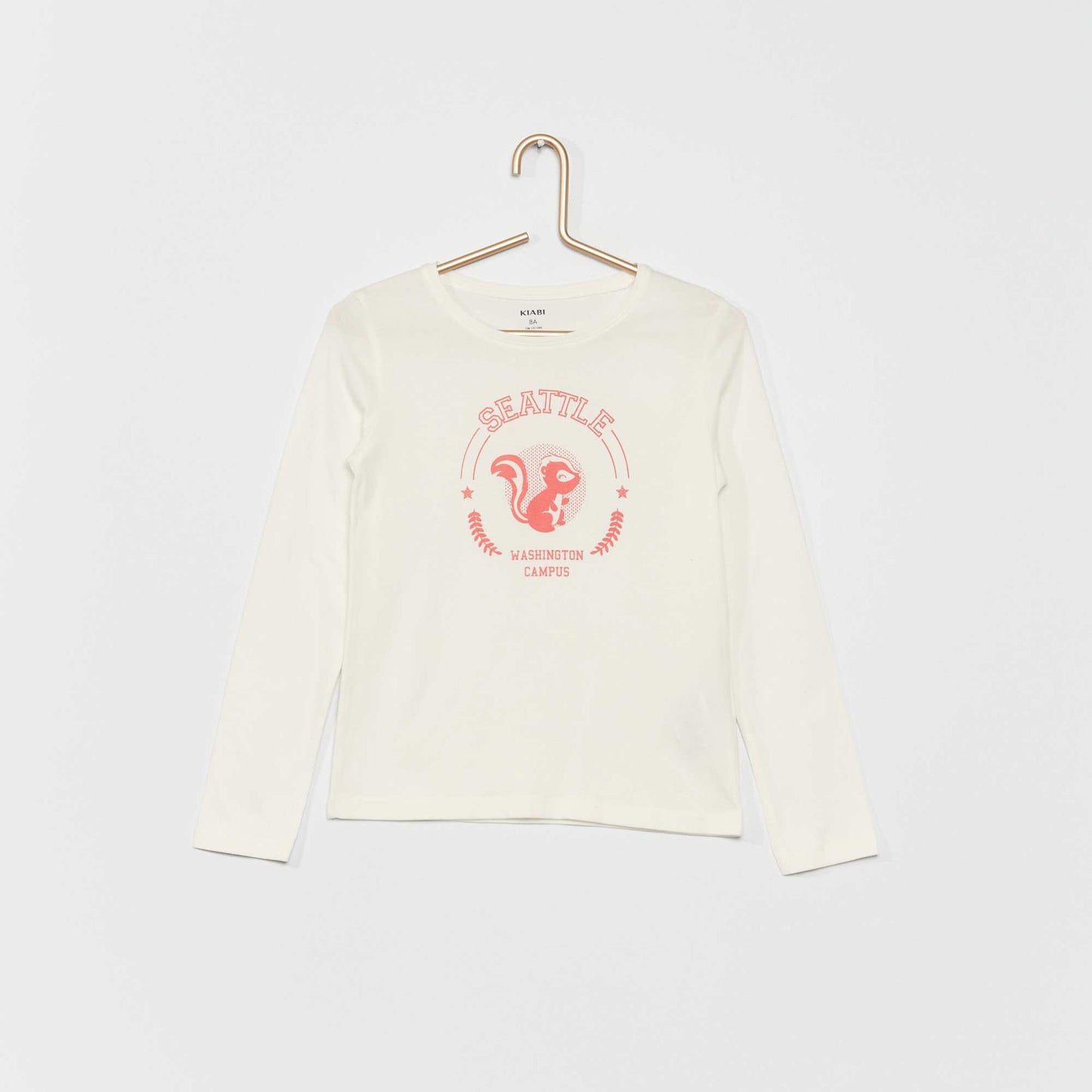 T-shirt en coton avec imprim Beige 'campus'