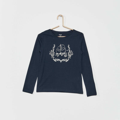 T-shirt en coton avec imprim Bleu 'birds'