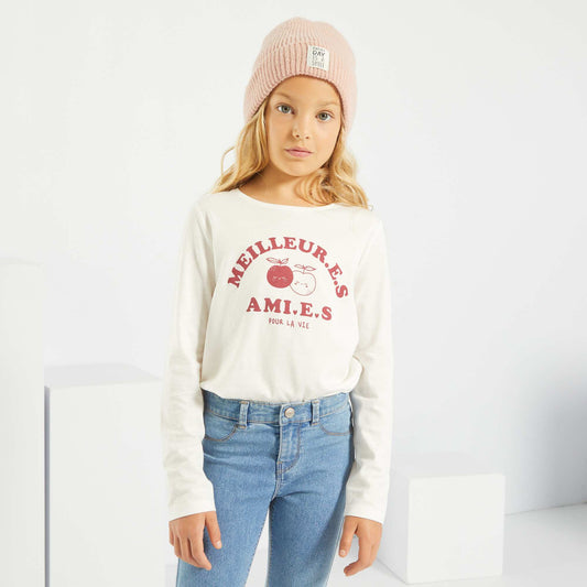 T-shirt en coton avec imprimé Blanc 'amies'