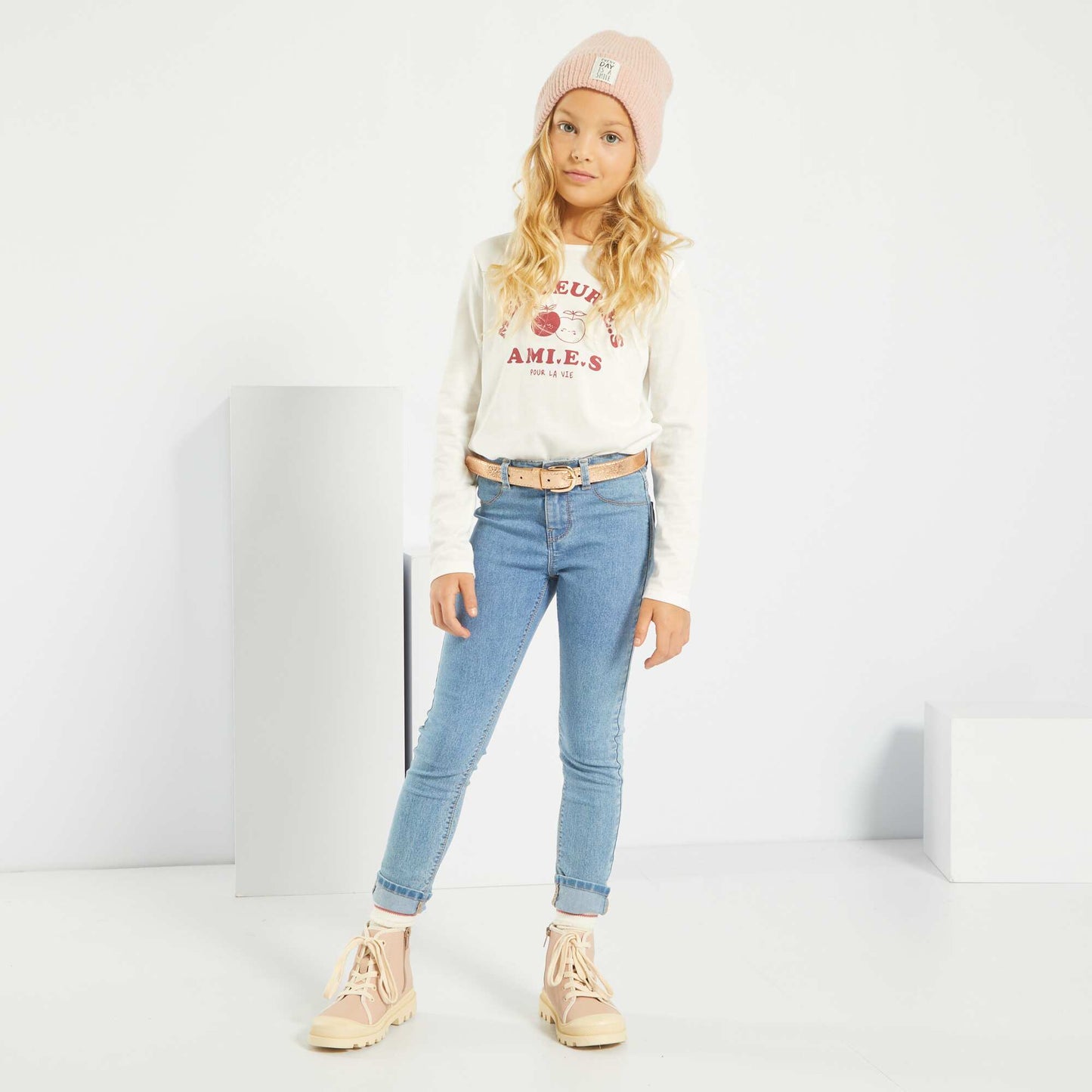 T-shirt en coton avec imprimé Blanc 'amies'