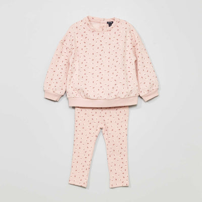 Ensemble sweat + legging - 2 pi ces Rose 'fleur'