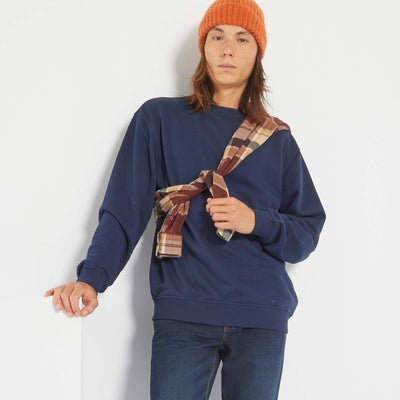 Sweat uni en molleton bleu noir
