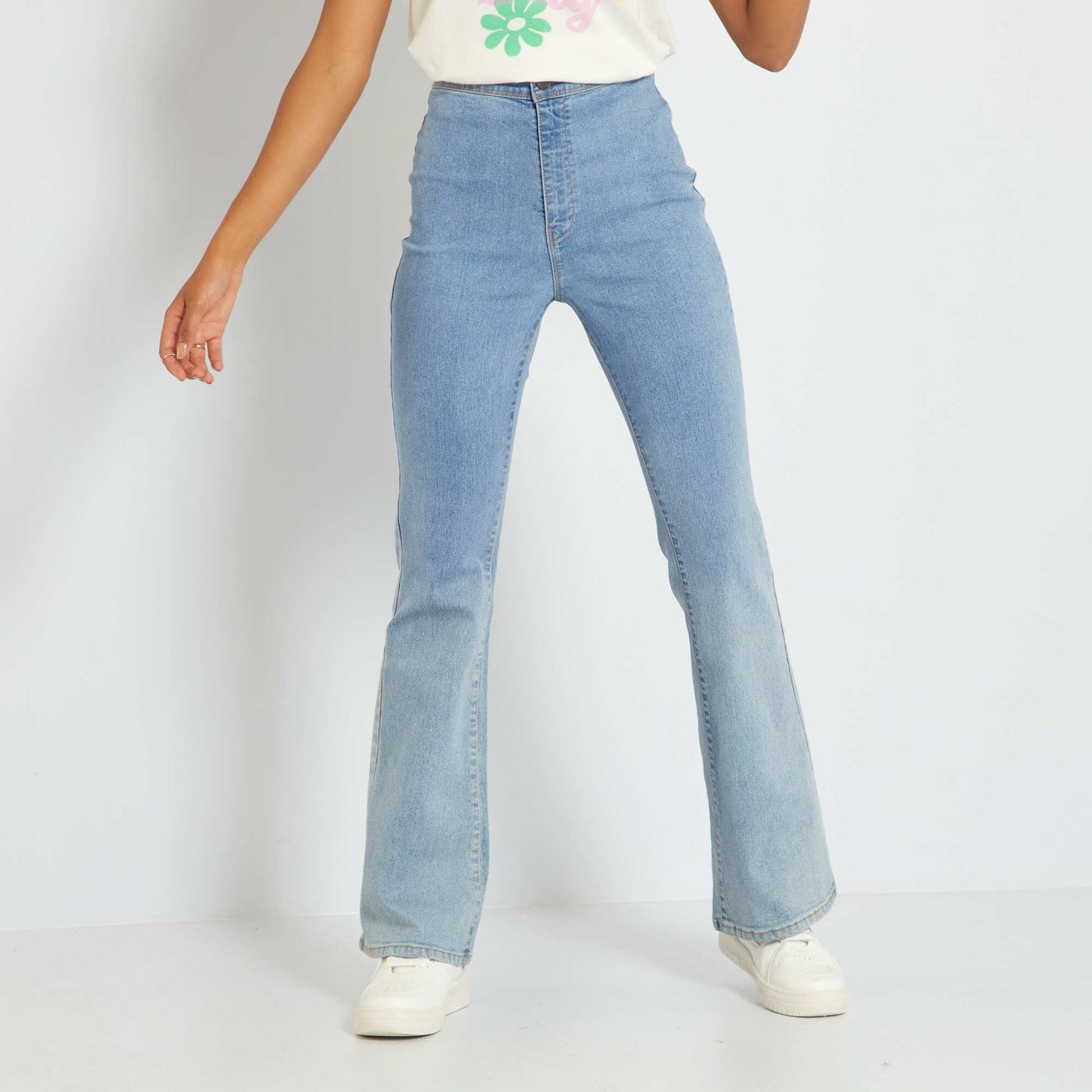 Pantalon denim flare stretch Bleu