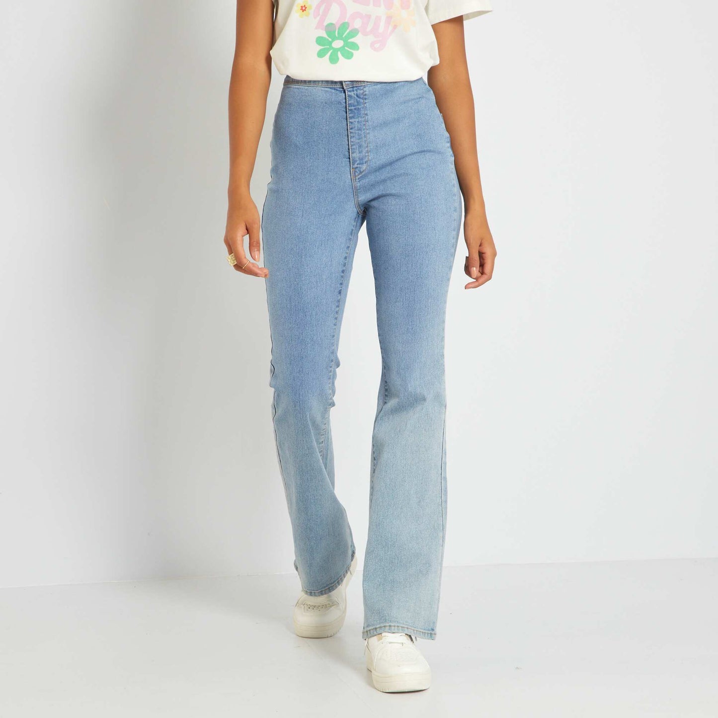 Pantalon denim flare stretch Bleu