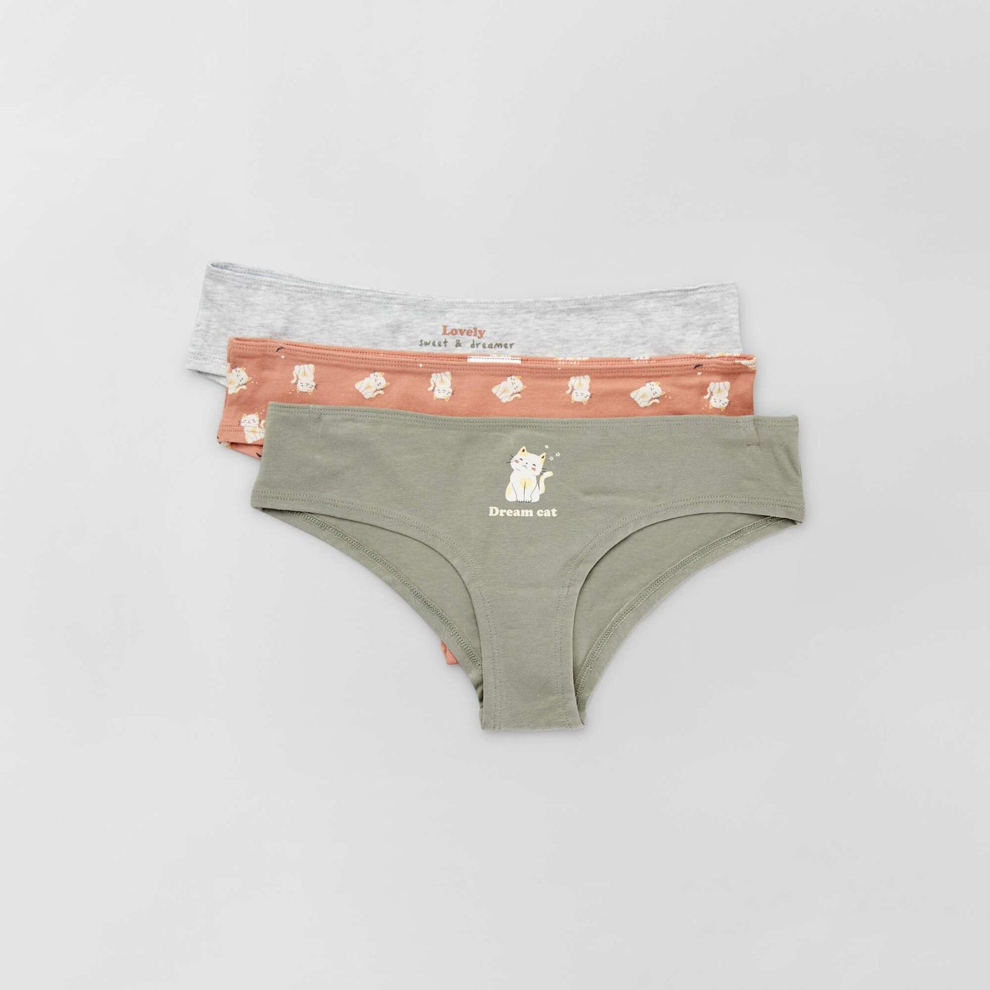 Lot de 3 shortys avec imprim s fantaisie Kaki/rose/gris