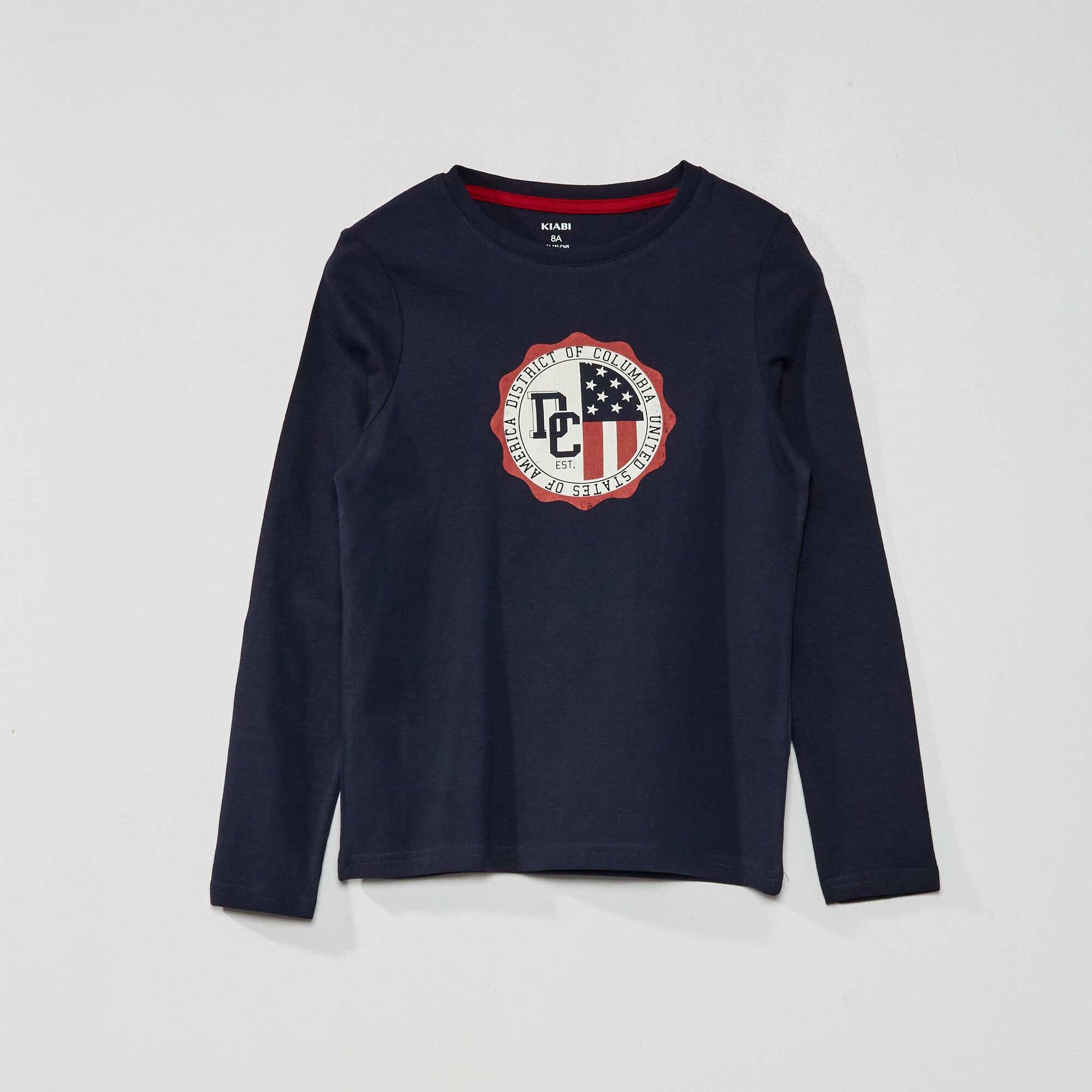 T-shirt en jersey manches longues Bleu marine 'US'