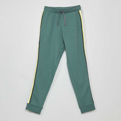 Pantalon de jogging avec bandes contrastantes vert de gris