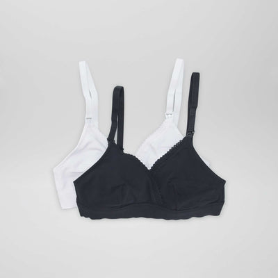 Lot de 2 soutiens-gorge d'allaitement en coton Blanc/noir