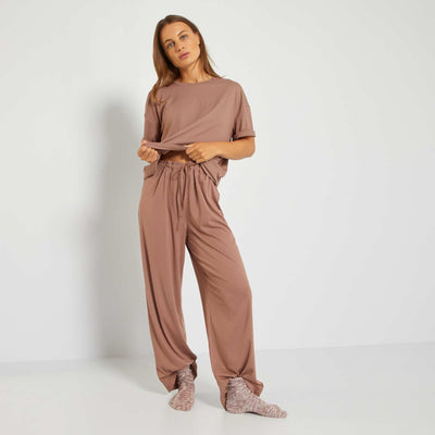 Pantalon de pyjama fluide Brun