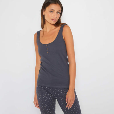 Haut pyjama gris fonc bleut