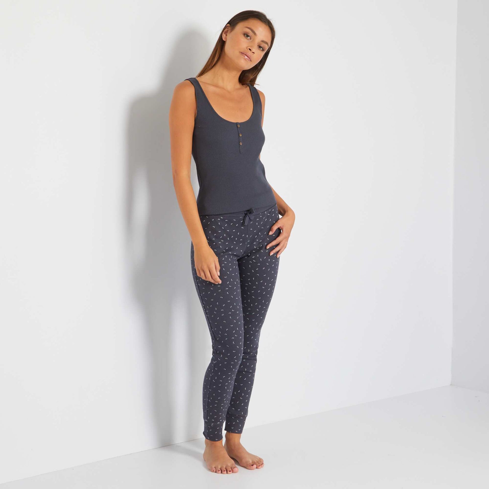 Pantalon coton fines c tes gris