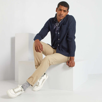 Chemise regular en oxford Bleu marine