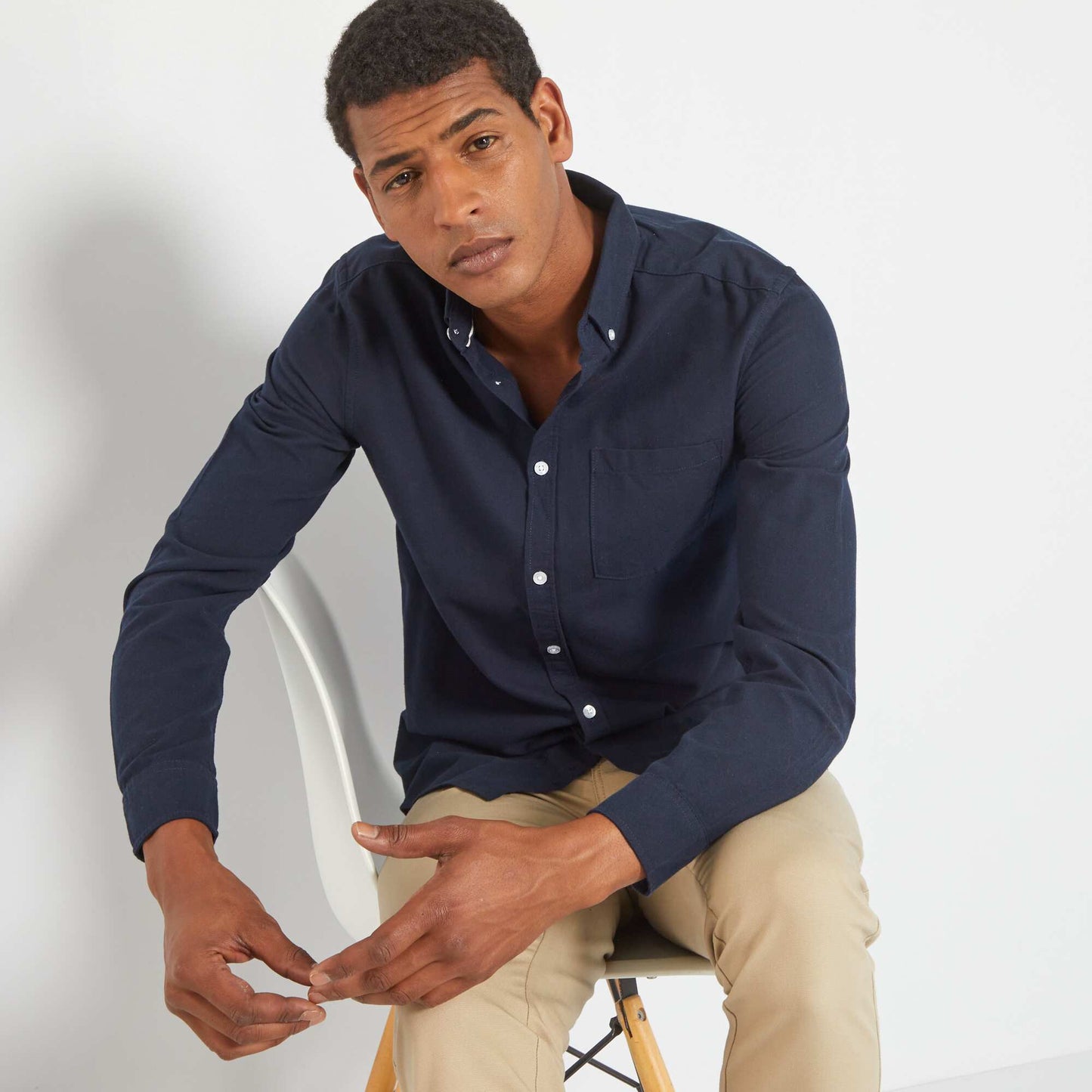 Chemise regular en oxford Bleu marine