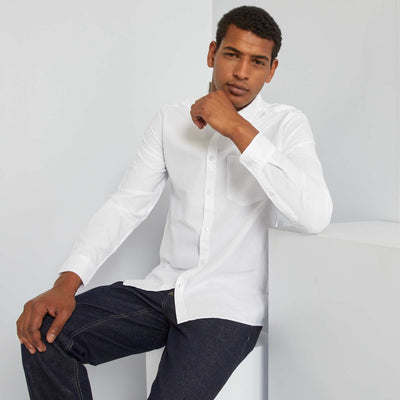 Chemise regular en oxford blanc