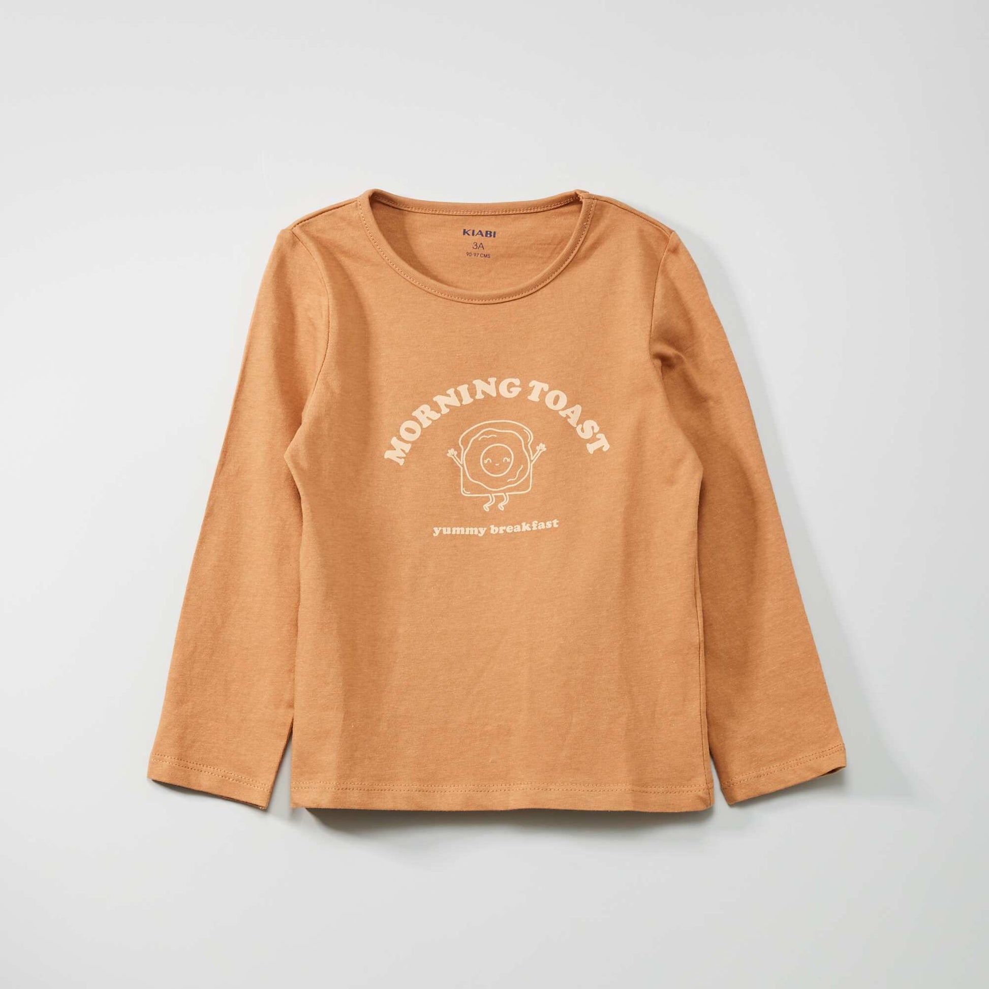 Pyjama long imprim en coton 2 pi ces Marron glac