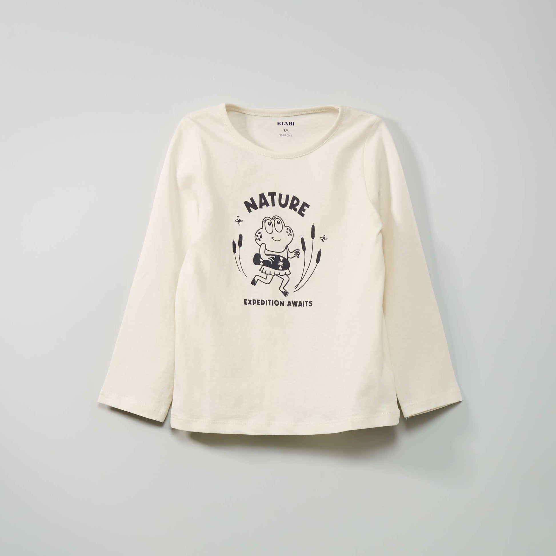 Pyjama long imprim en coton 2 pi ces Ecru/gris