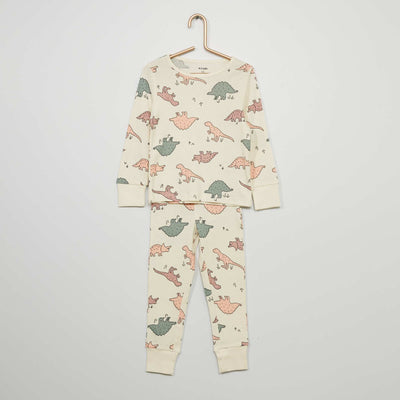 Pyjama long fantaisie - 2 pi ces Blanc 'dinosaure'