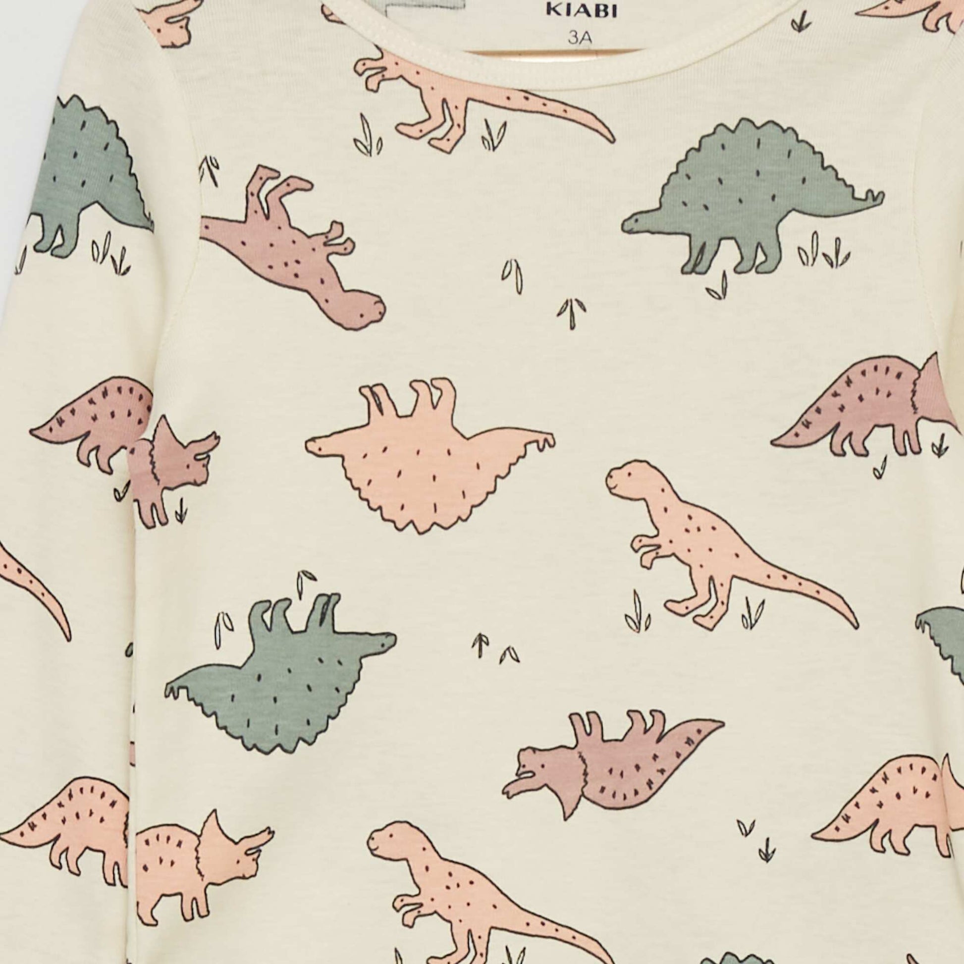 Pyjama long fantaisie - 2 pi ces Blanc 'dinosaure'