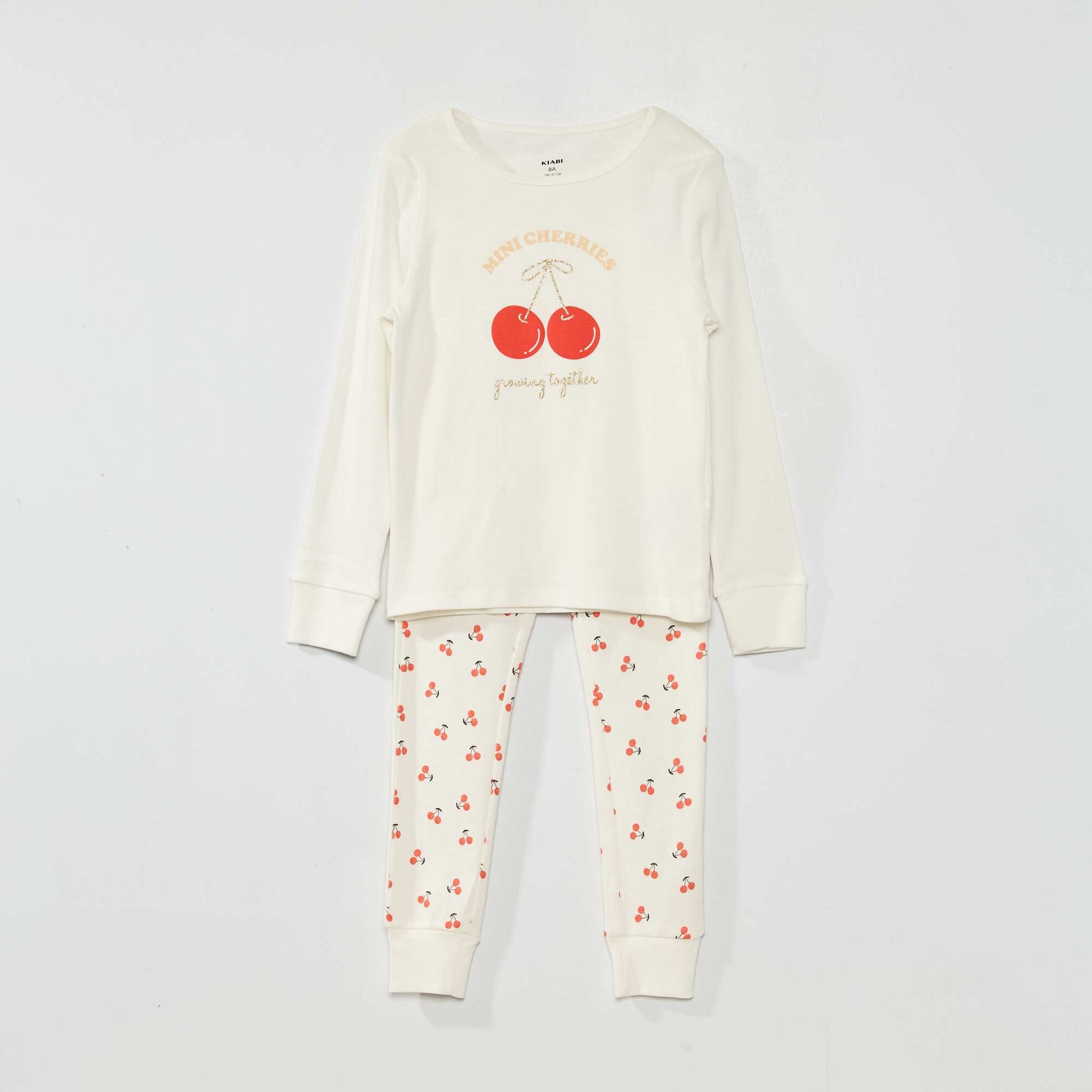 Pyjama long fantaisie - 2 pi ces Blanc 'cerise'