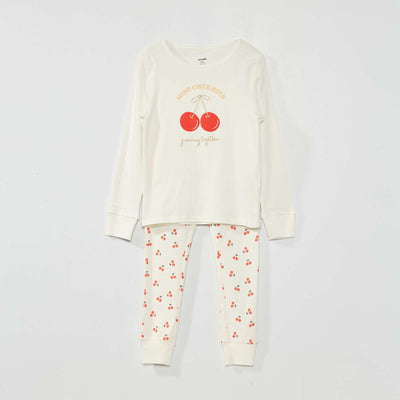 Pyjama long fantaisie - 2 pi ces Blanc 'cerise'