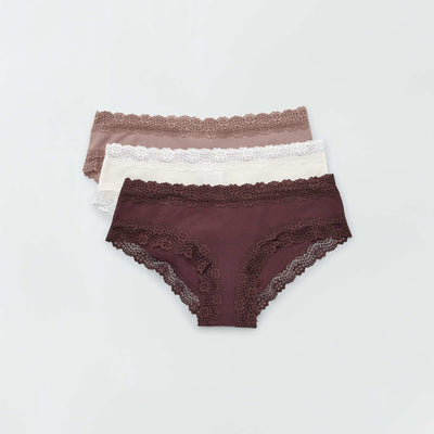 Lot de 3 shorties fines c tes cru/brun/prune