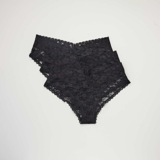 Lot de 3 shorties dentelle noir