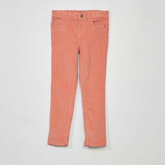 Pantalon skinny uni en velours Corail