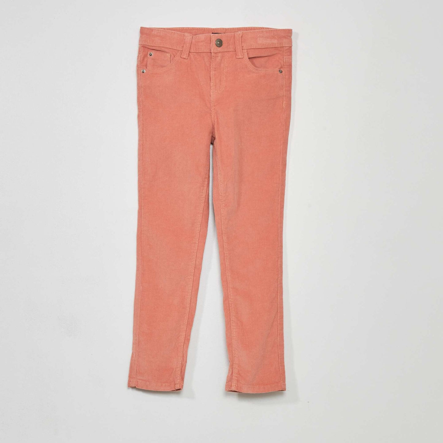 Pantalon skinny uni en velours Corail