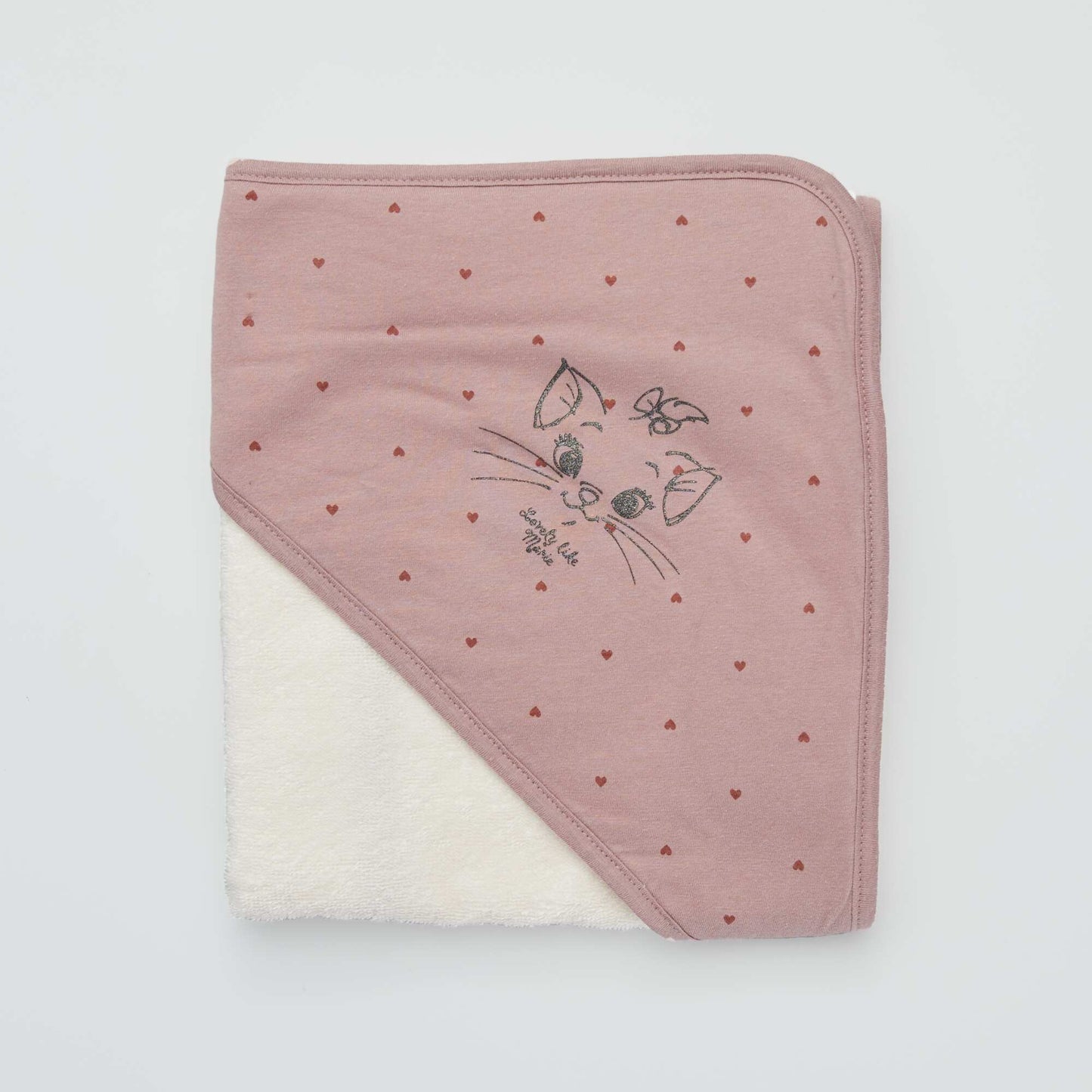 Cape de bain + gant de toilette 'Disney' Rose violet