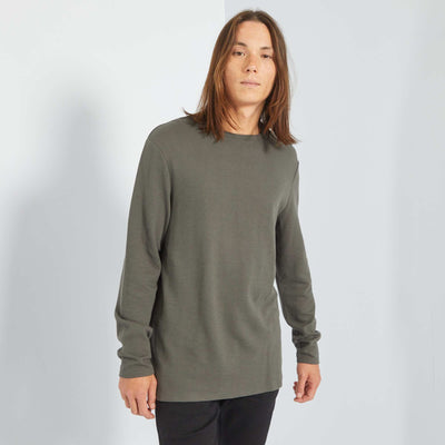 T-shirt uni en maille ottoman Kaki