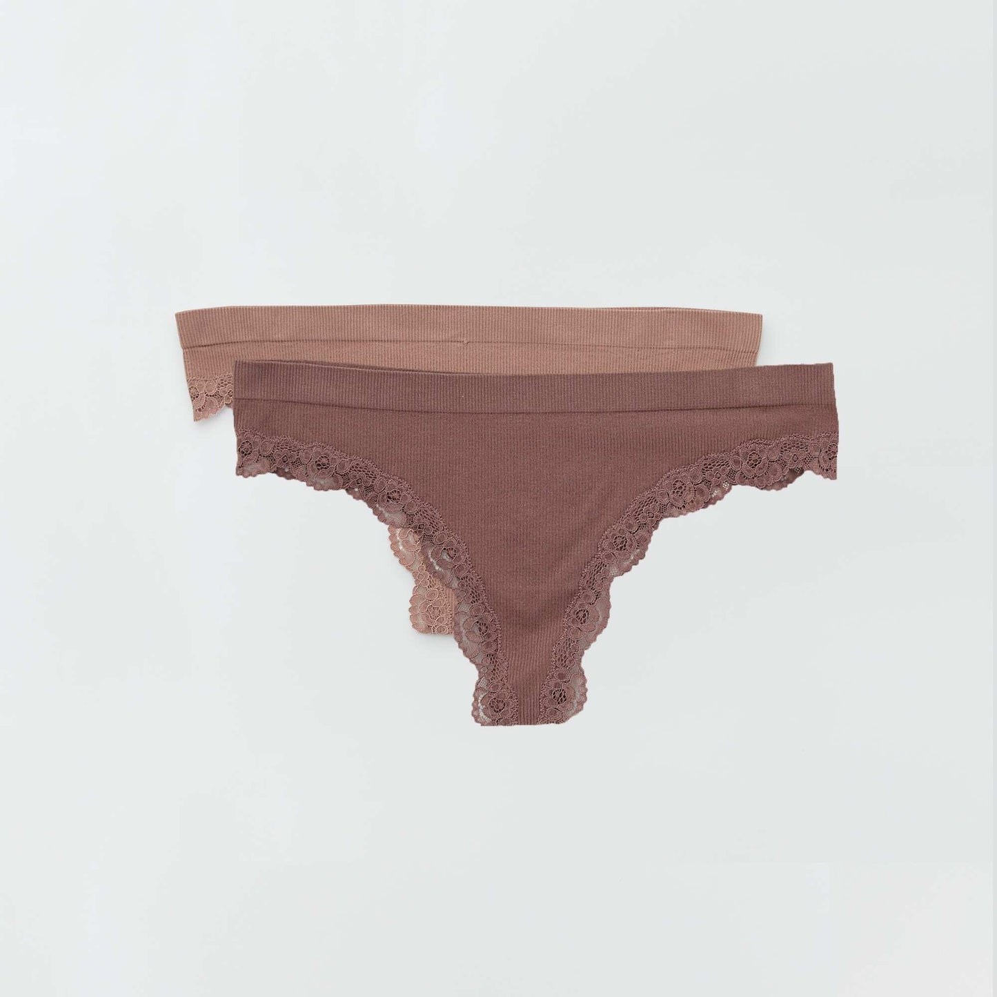 Lot 2 tangas sans coutures rose marron/marron