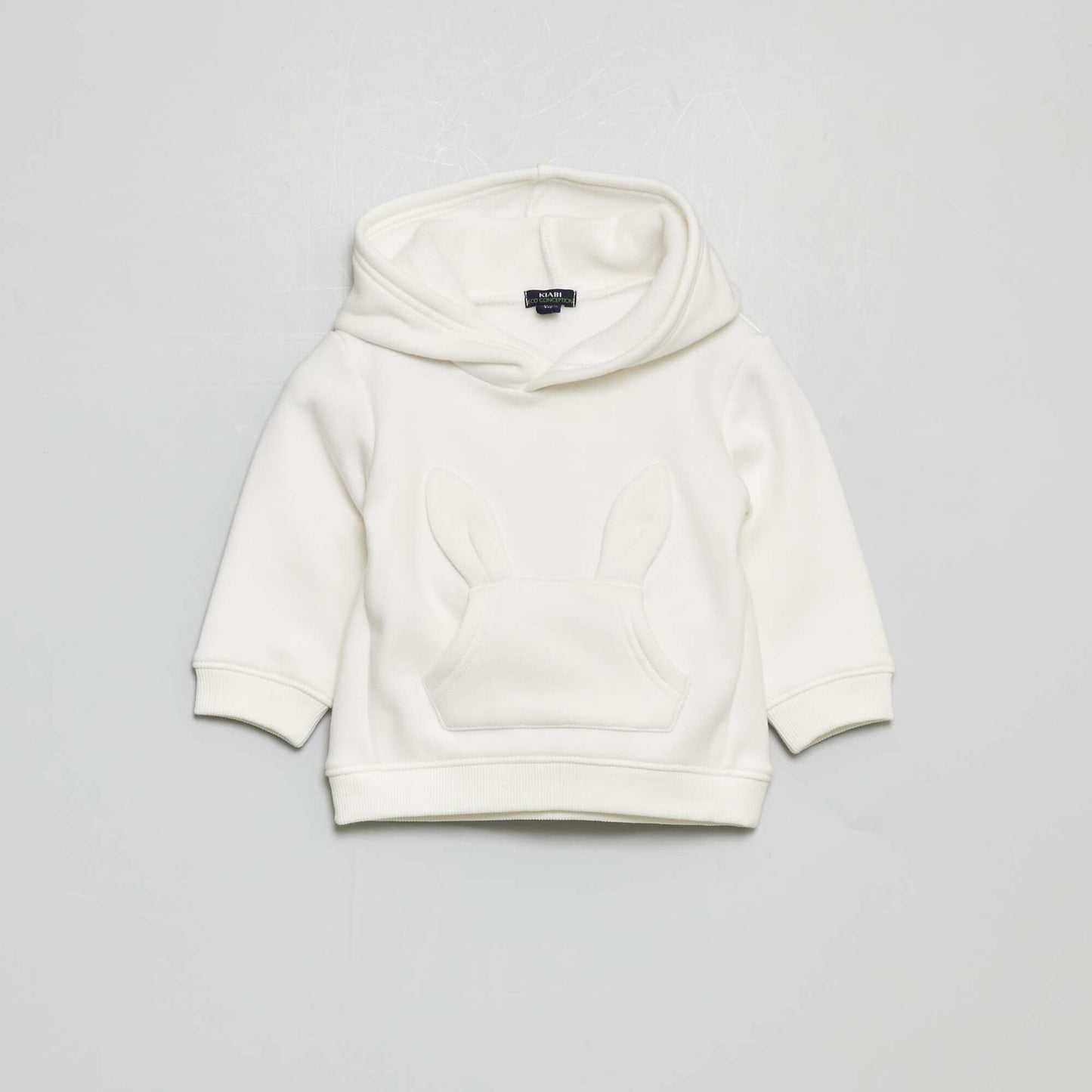 Sweat capuche poche kangourou oreilles blanc