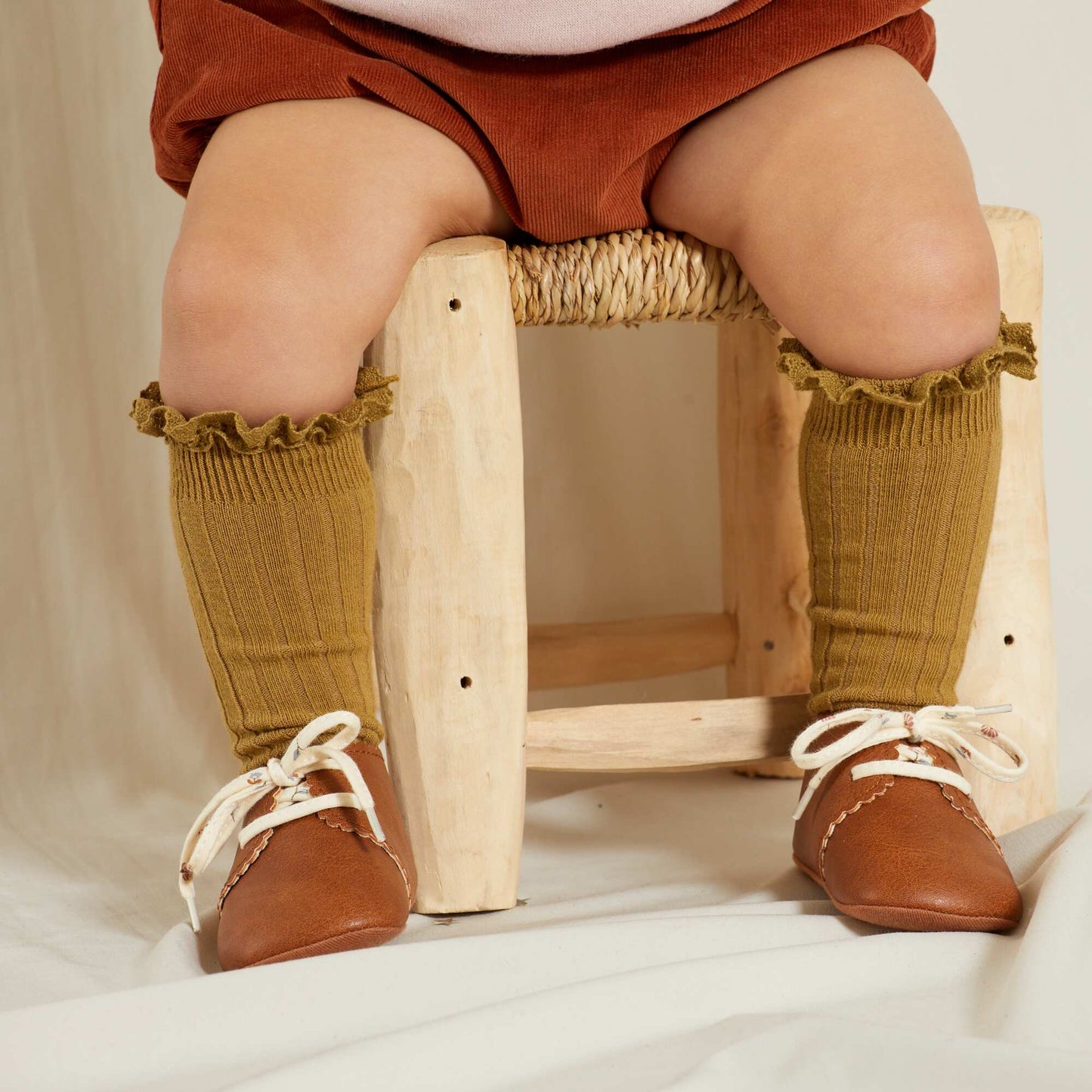 Chaussettes avec broderie volant e - Lot de 2 BEIGE