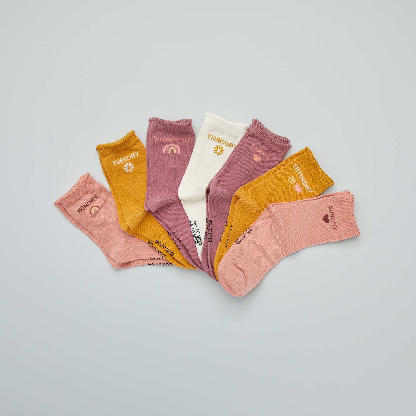 Chaussettes avec bords volant s - Lot de 7 Rose